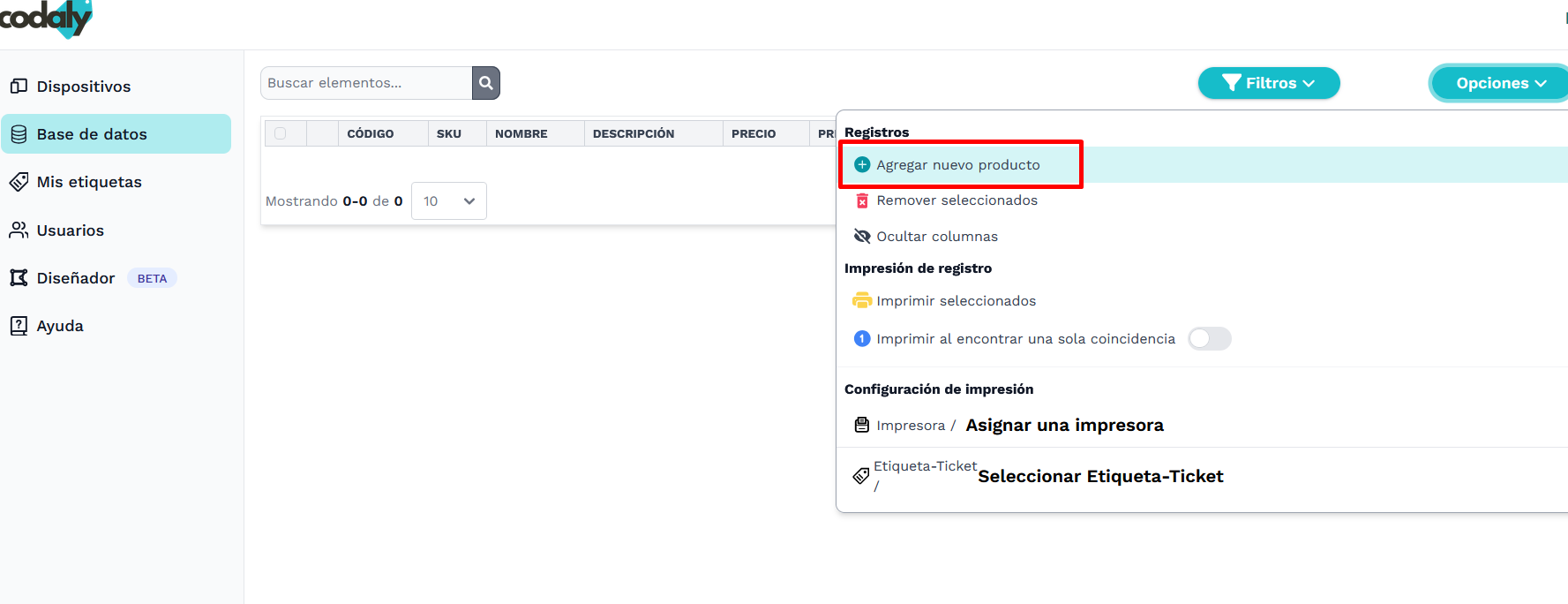 agregar nuevos productos