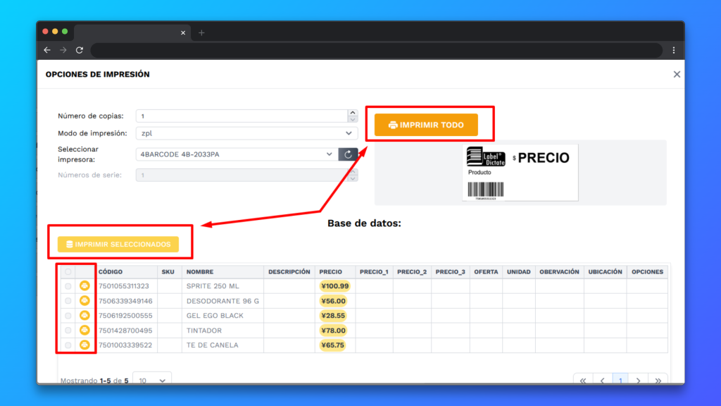 Imprimir en bases de datos