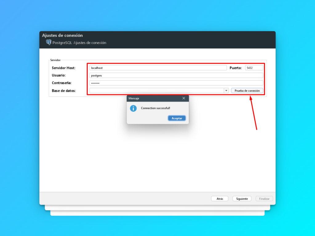 Conexión de base de datos PostgreSQL en Codaly Sync