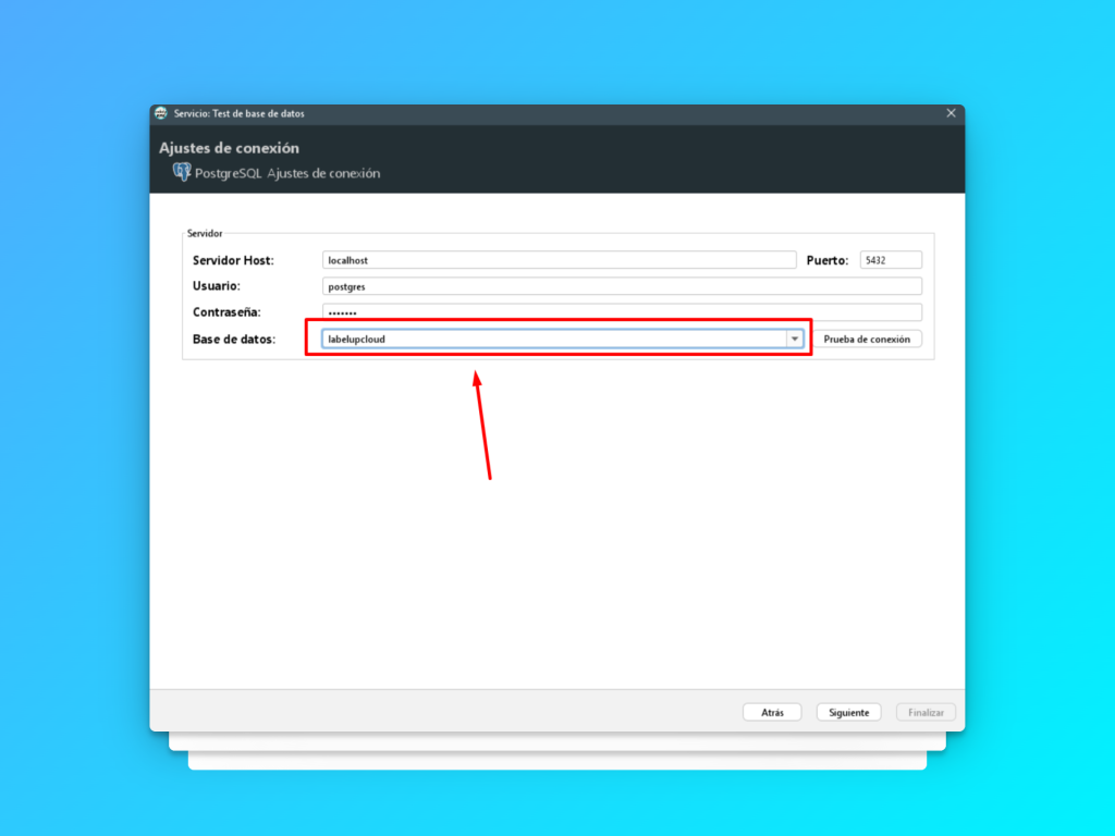 Conexión de base de datos PostgreSQL en Codaly Sync