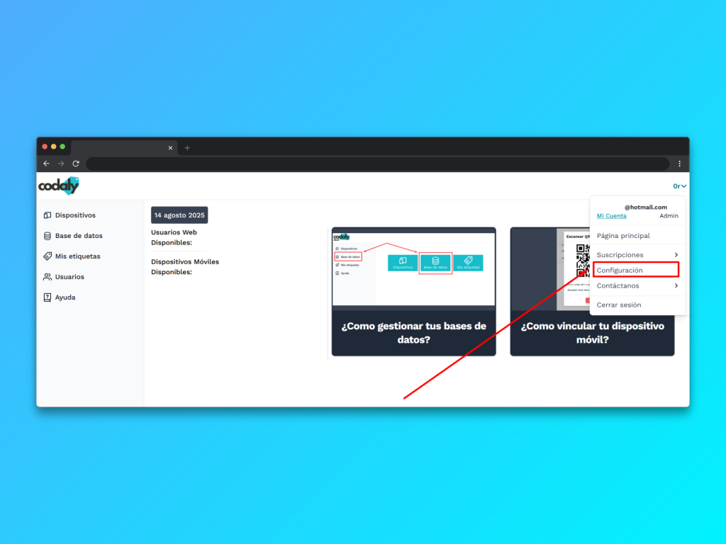 Crear token en codaly web