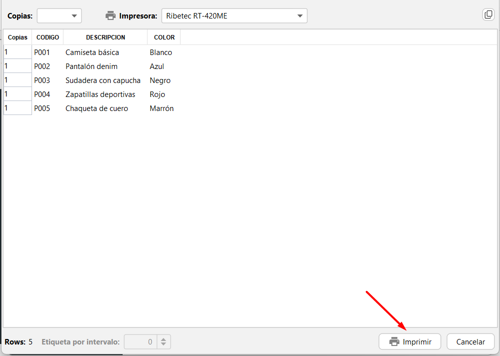 Imprimir desde una base de datos