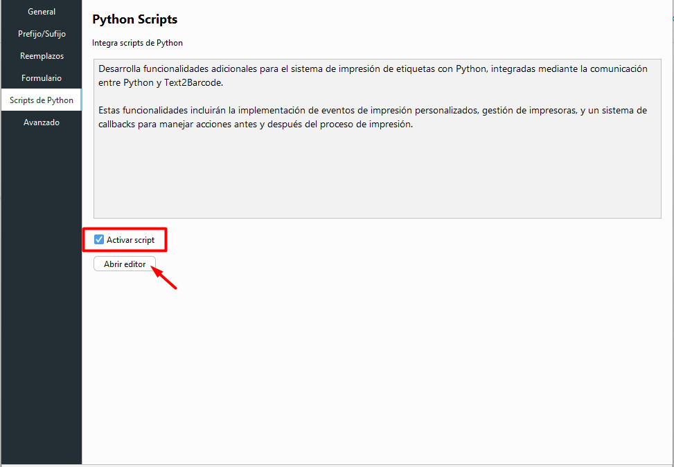 Activar scripts en Python para un servicio de impresión