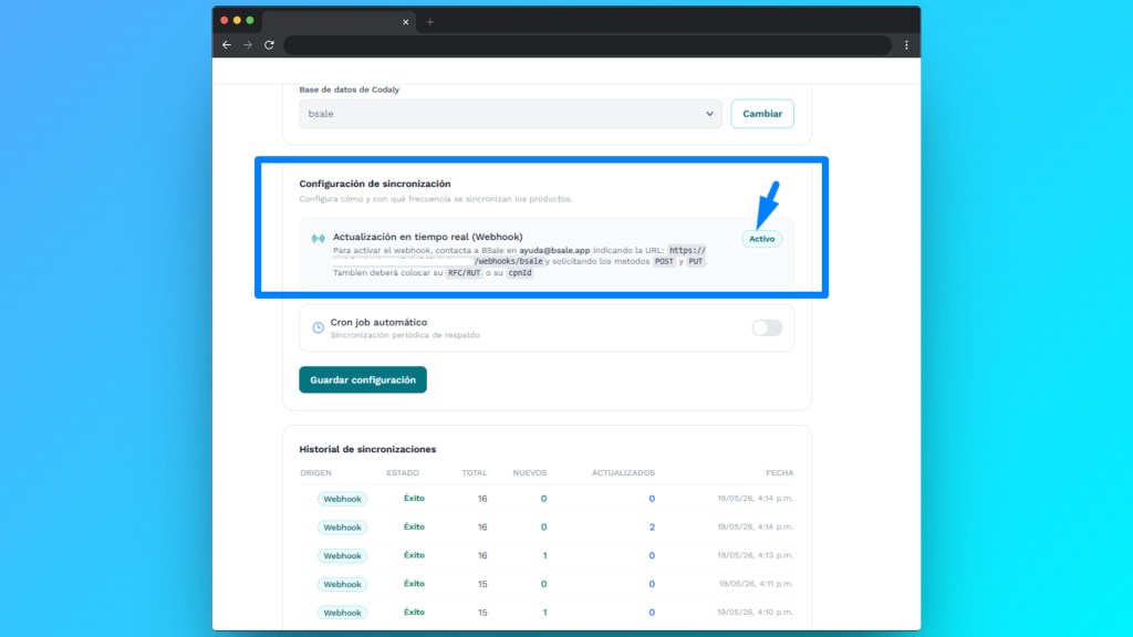 Activación de Webhook